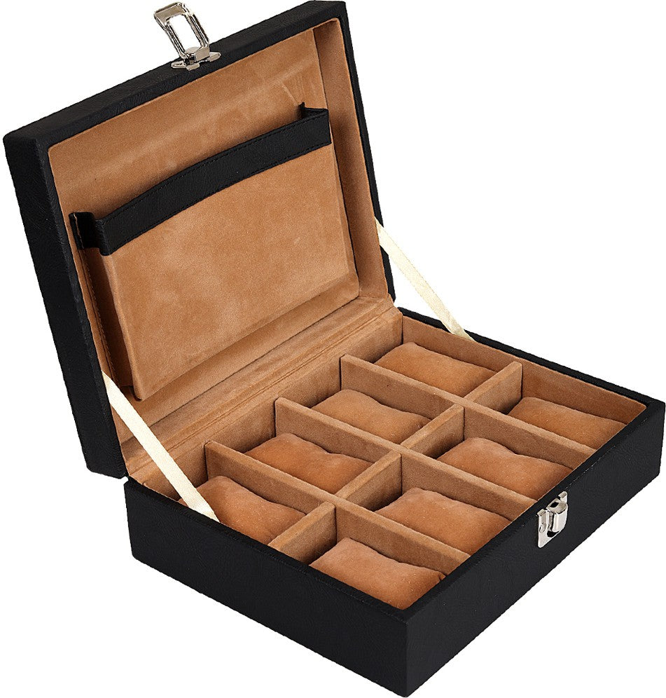 Leather World 8 Slots PU Leather Men Watch Box Display Organizer Case