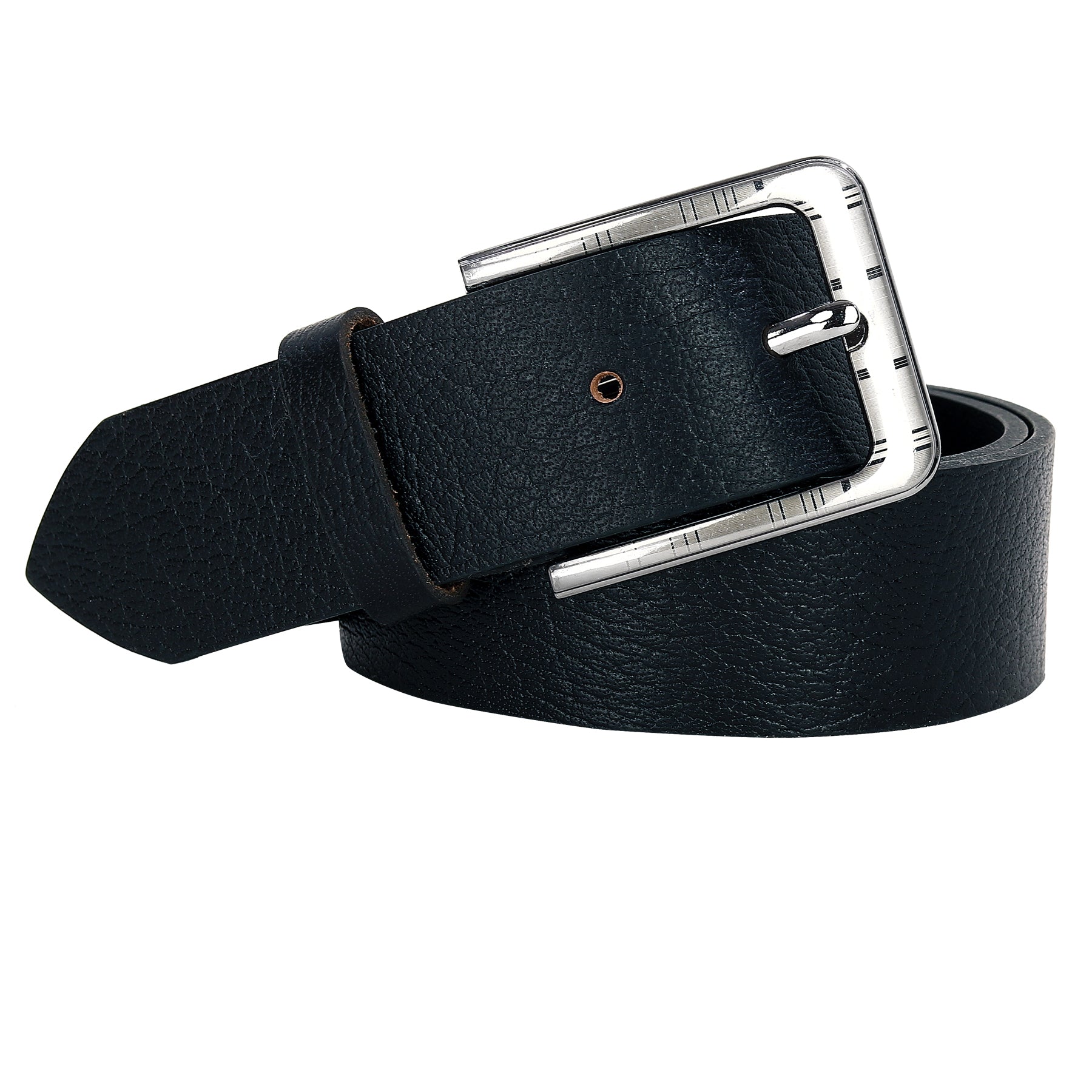 Leather World Pin Lock Buckle Genuine Leather Formal Casual Black