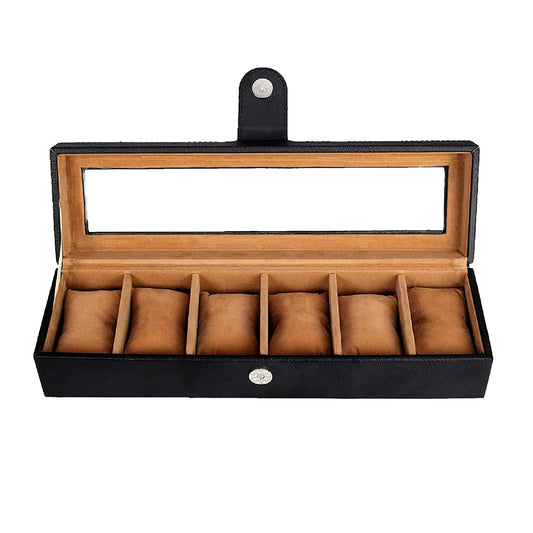 6 Slots Classy Watch Box Organizer with Viewing Window