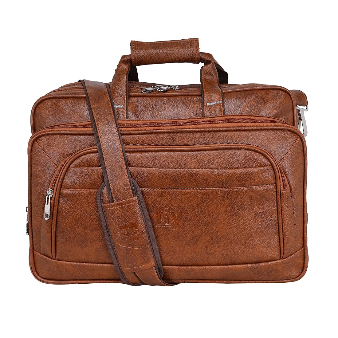 Expandable Leatherette Brown Unisex Office Laptop Messenger Bag