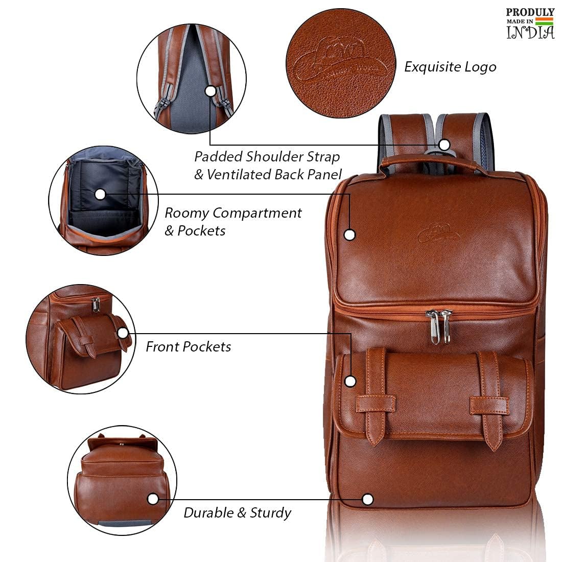 Premium Leatherette Unisex Backpack by Leather World