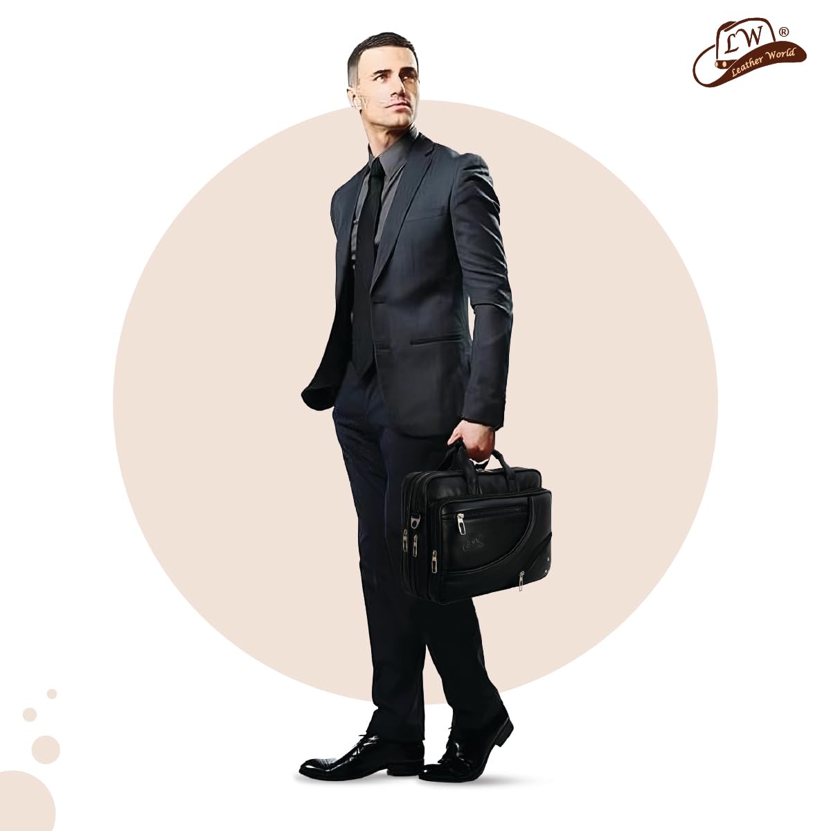 Expandable Leatherette Brown Unisex Office Laptop Messenger Bag