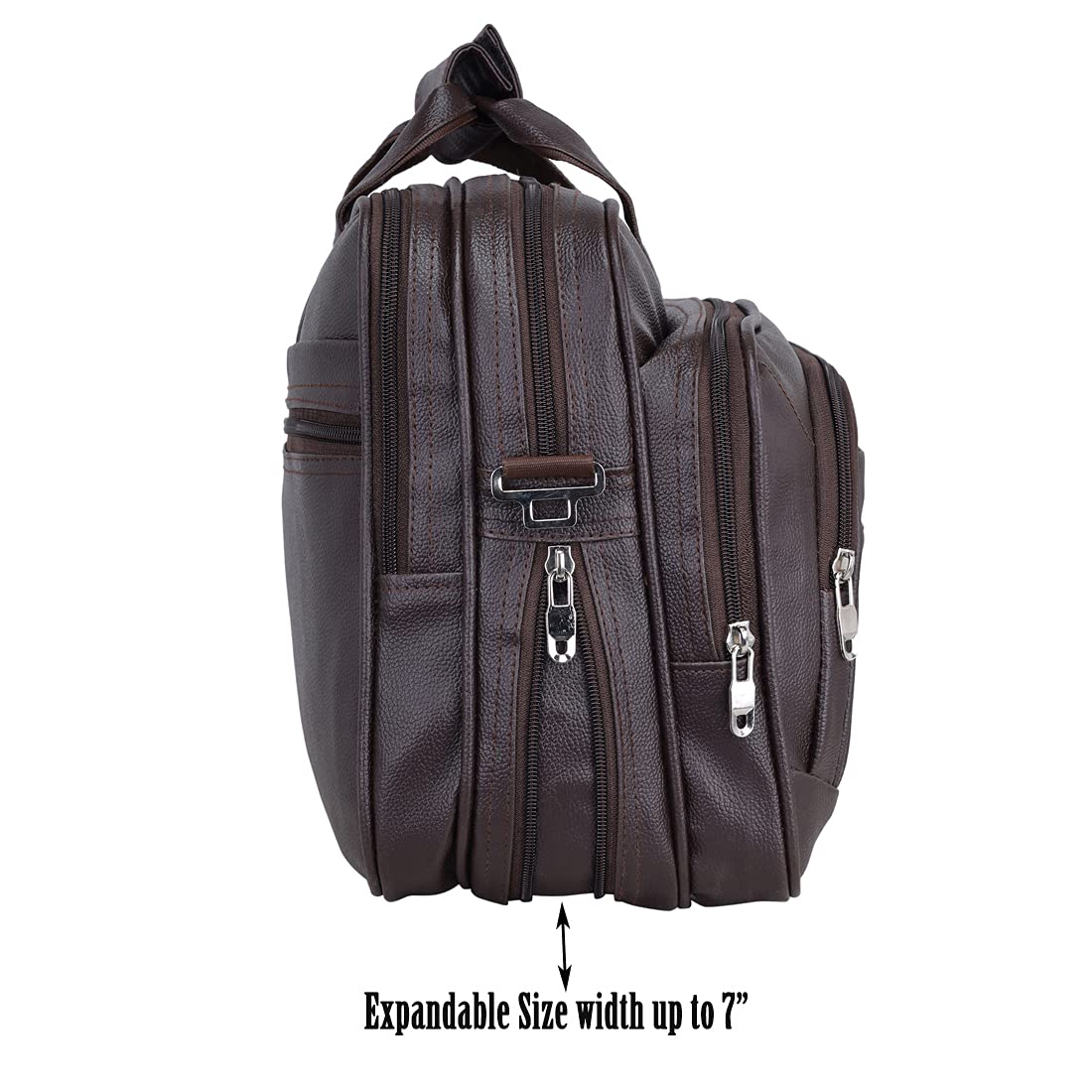 Expandable Leatherette Brown Unisex Office Laptop Messenger Bag