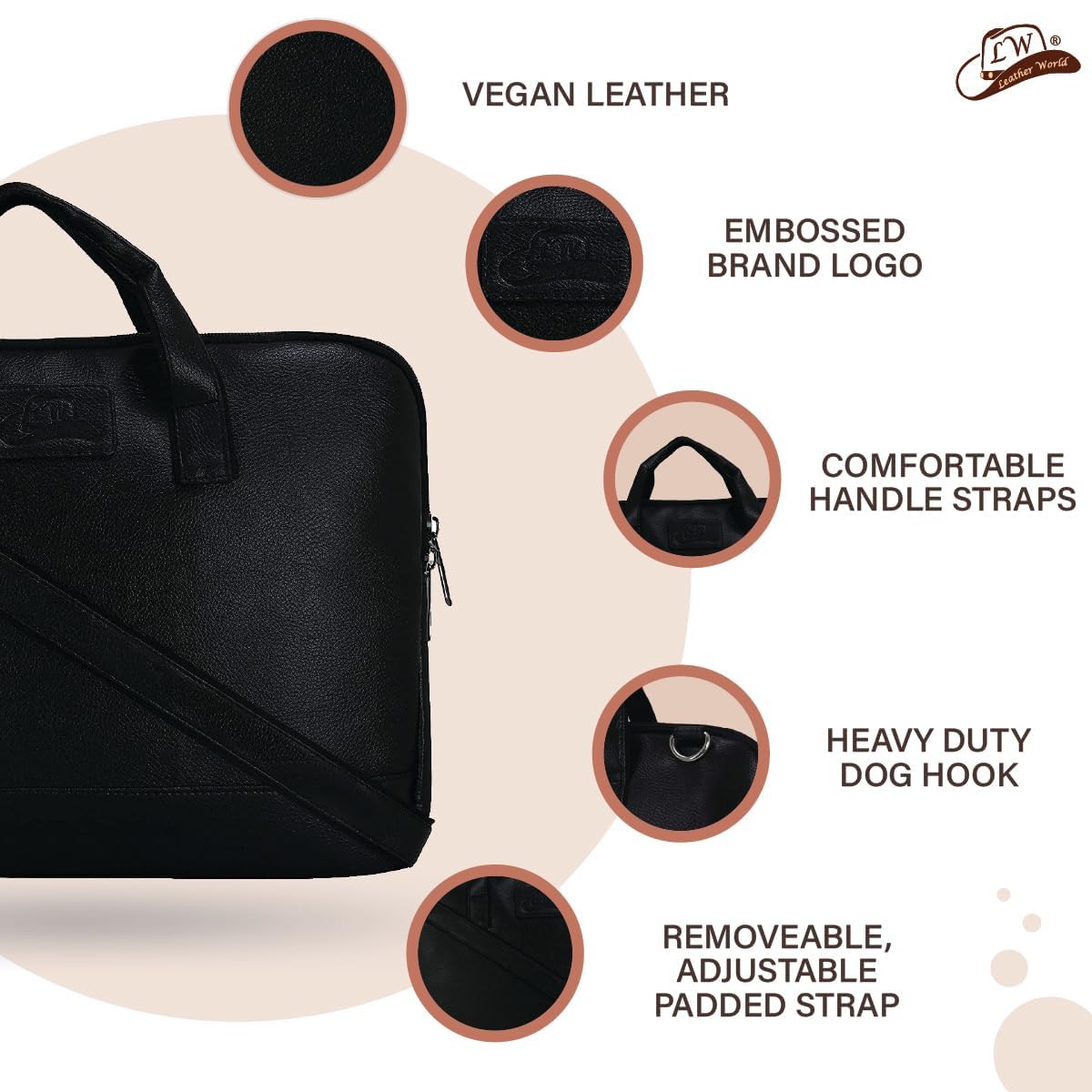 Leather World Sleek & Stylish Unisex PU Leather Office Messenger Bag