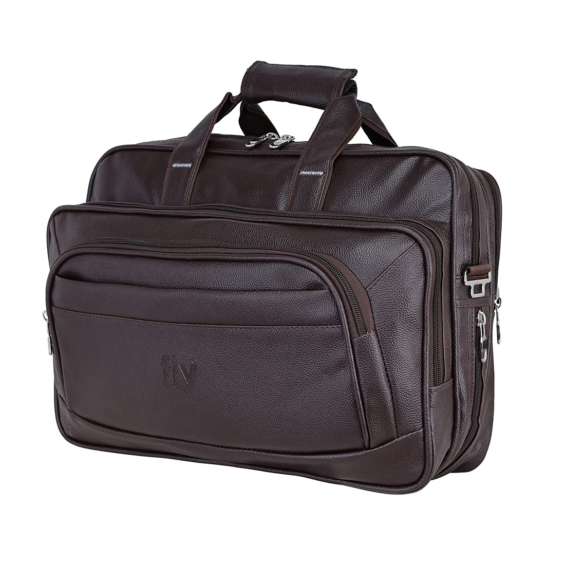 Expandable Leatherette Brown Unisex Office Laptop Messenger Bag