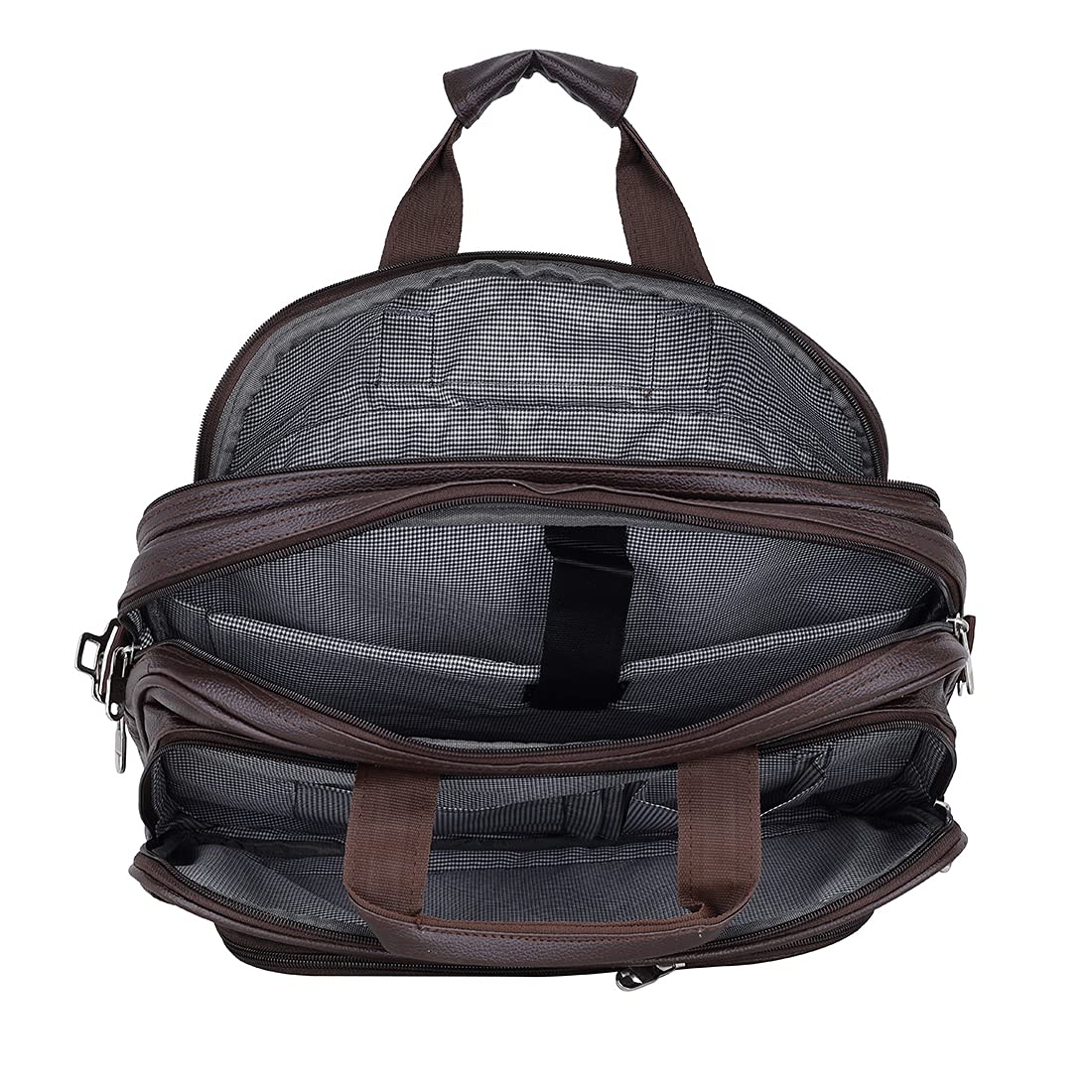 Expandable Leatherette Brown Unisex Office Laptop Messenger Bag