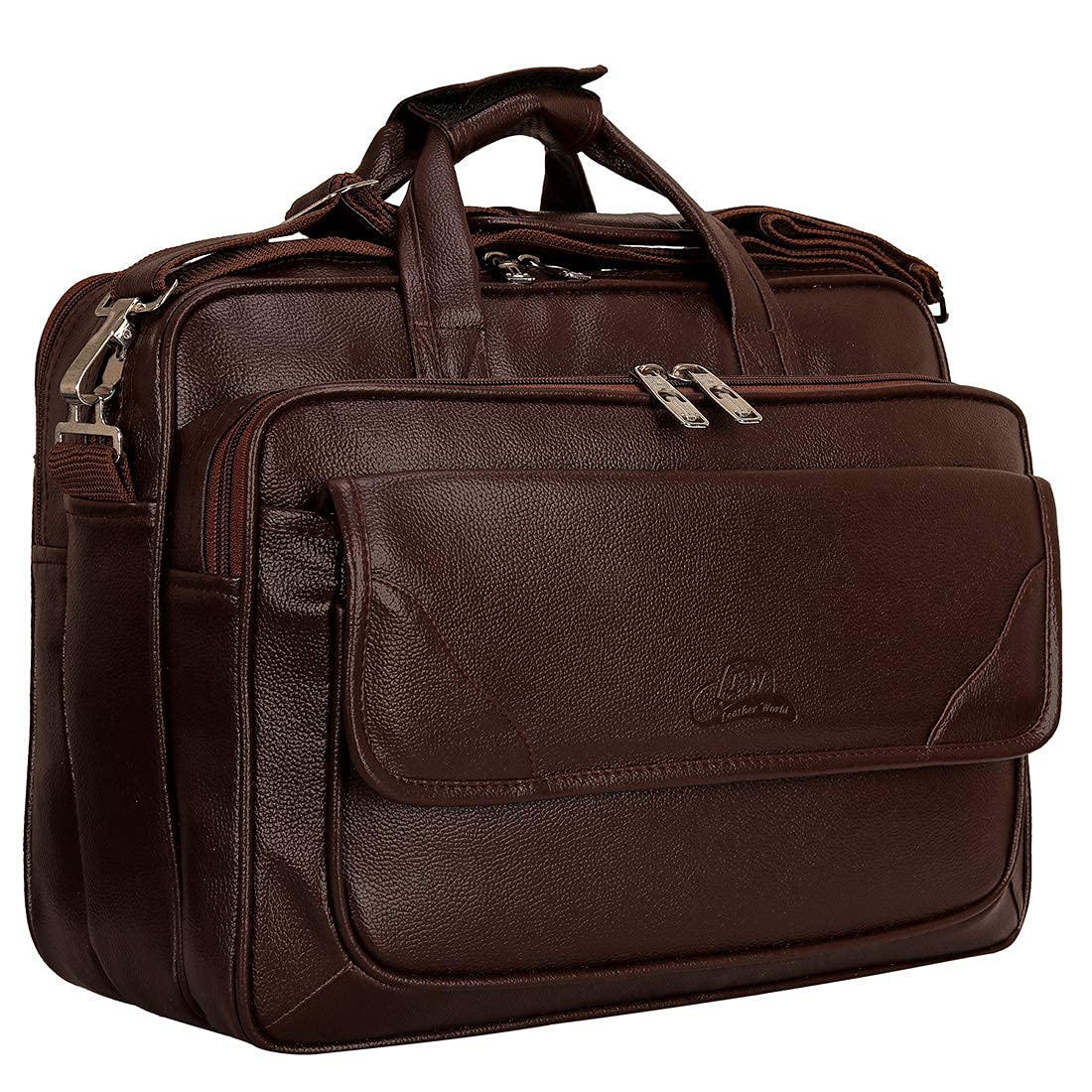 Expandable Leatherette Brown Unisex Office Laptop Messenger Bag