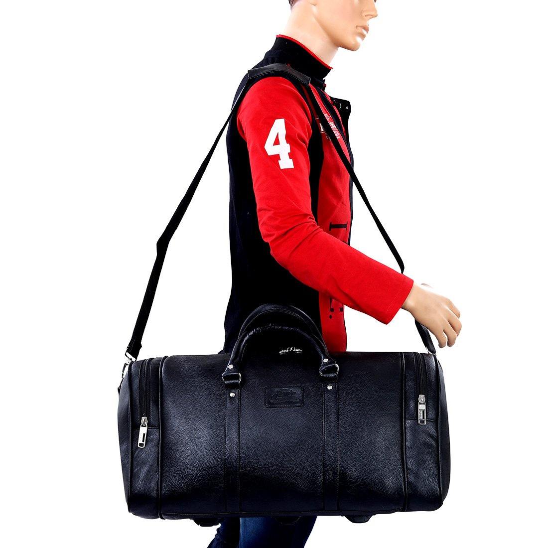 Leather World- Luxurious PU Leather Travel Duffel Bag/ Cabin Bag/ Gym Bag –