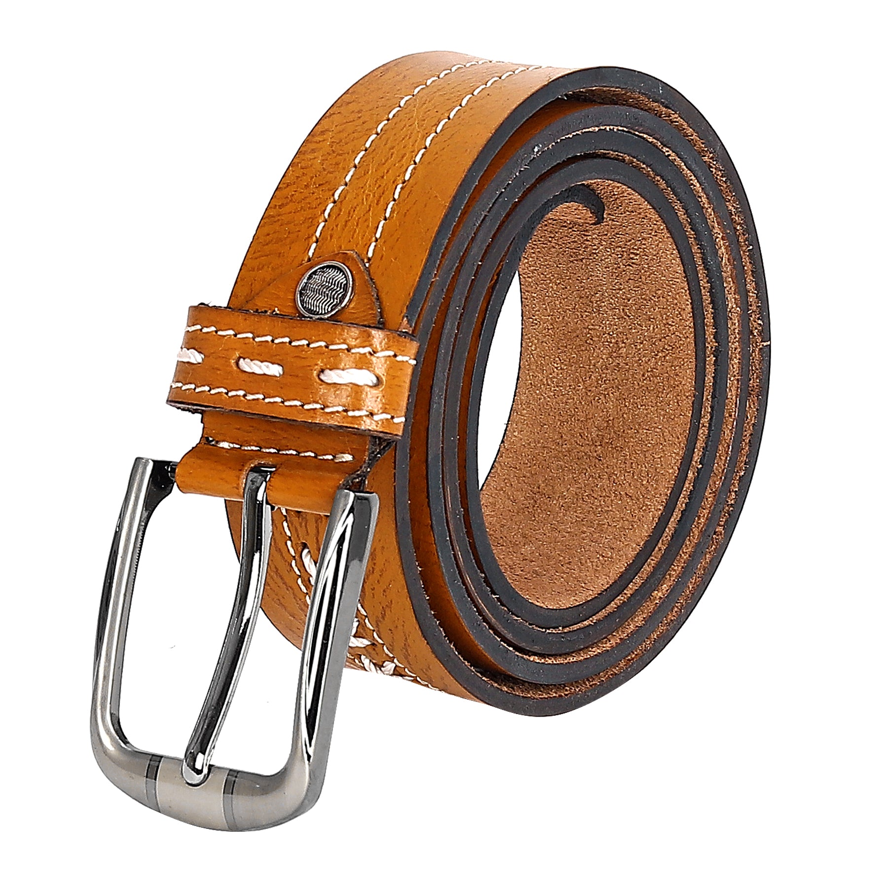 Leather World Formal Casual Tan Color Branded Stylish Genuine Leather Belts  For Men